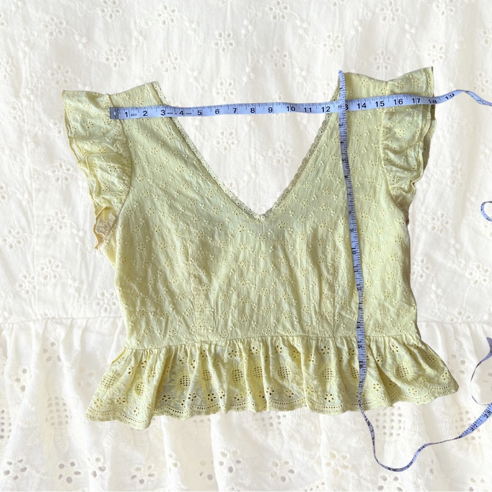 love, Fire Butter Yellow Eyelet Ruffle Blouse - Picture 4 of 4